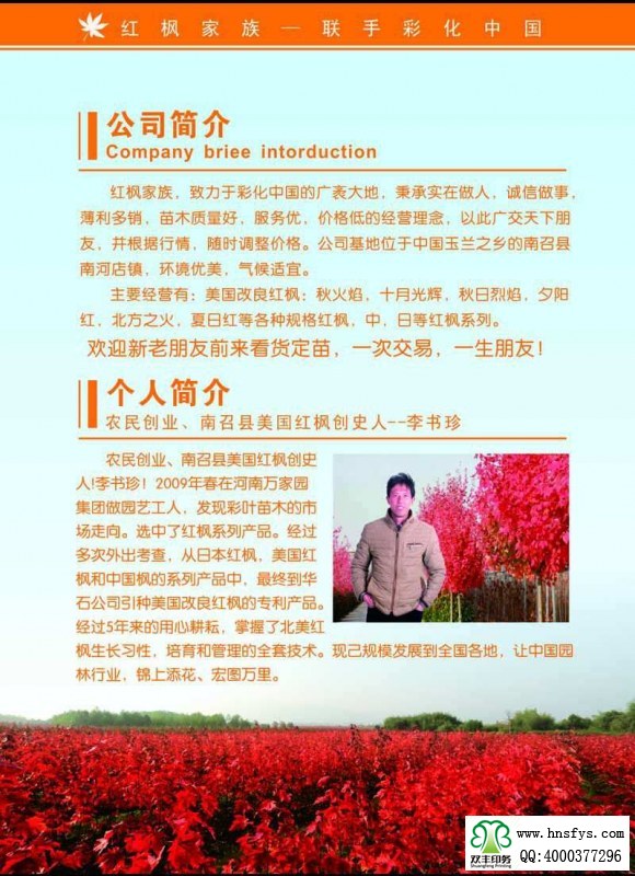 河南印刷廠:紅楓家族 宣傳畫冊
